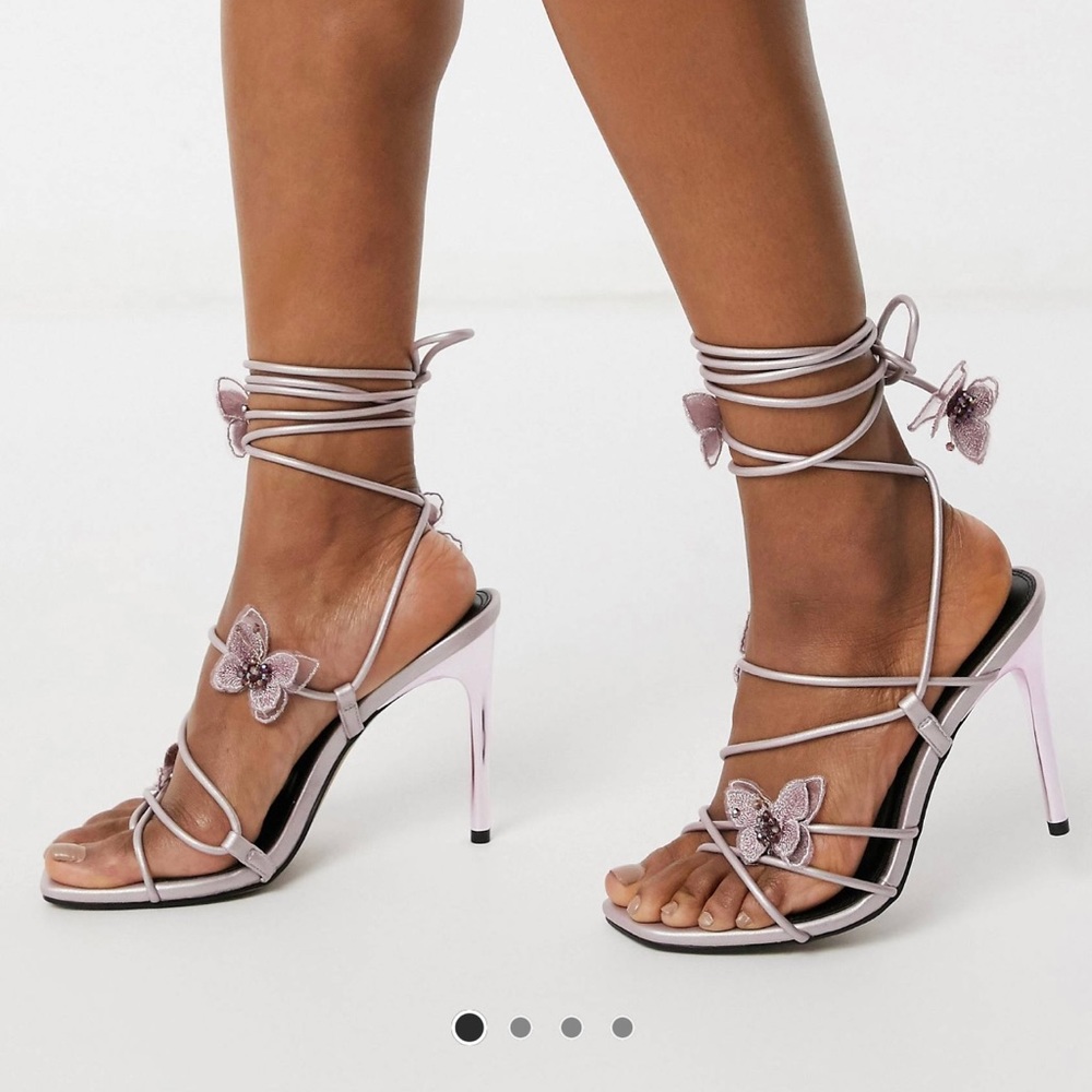 Lilac butterfly heels